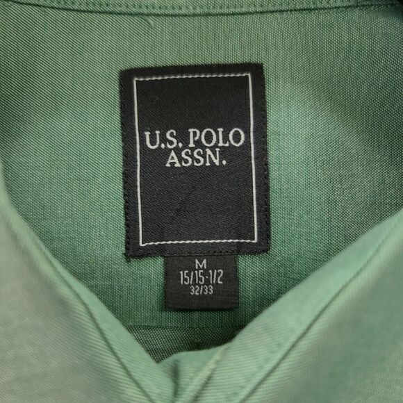 U.S. Polo Assn. Mens Button Up Shirt Green Size Medium Cotton Blend Long Sleeve - Picture 6 of 13